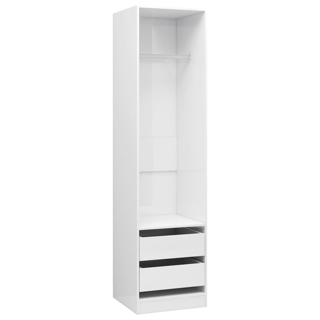 Wardrobe with Drawers High Gloss White 50x50x200 cm Chipboard